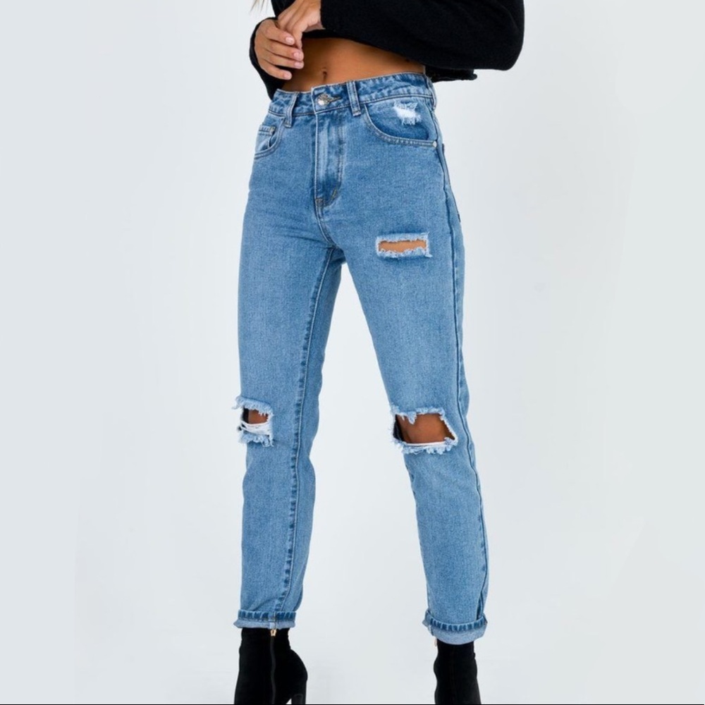 Princess Polly Medium Wash Mom Jeans: Size 0